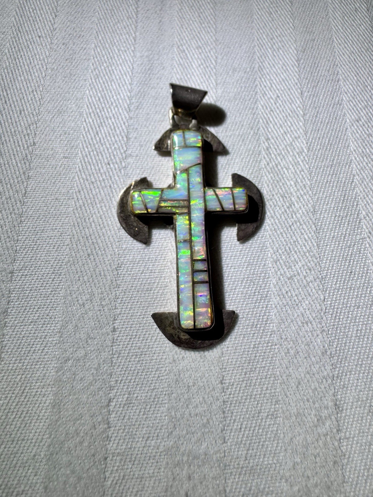 Vintage Zuni Native American Pendant Sterling Cro… - image 2