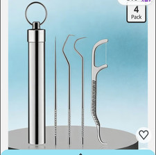 Stainless Steel Ear Wax Removal Kit, 4-Pack Set w/ Case, Reusable, Silver