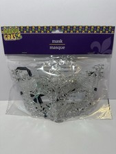 Mardi Gras Silver Mask Lace Venetian Style New Sealed