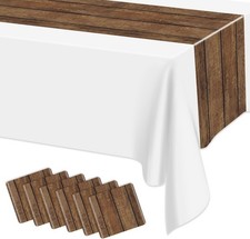 6Pcs Rustic Table Runner Brown Wood Grain Country Table Runner Table Cloth