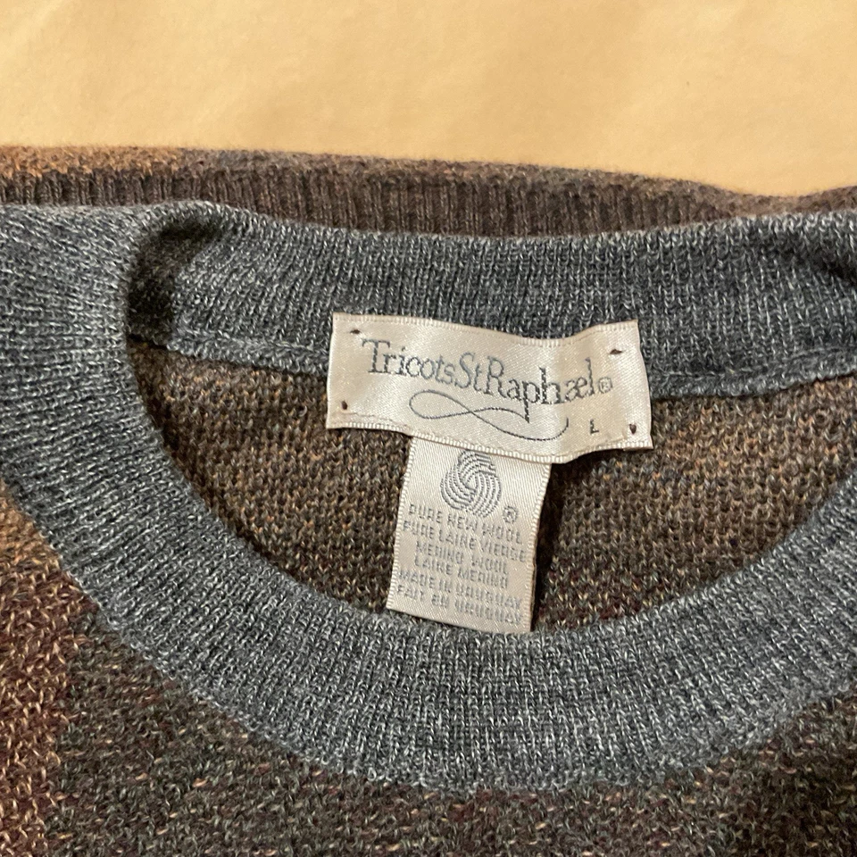 2-Vintage Tricots St Raphael Knit Sweater Men's Size Large Crewneck 100% Wool - Image 2 of 4