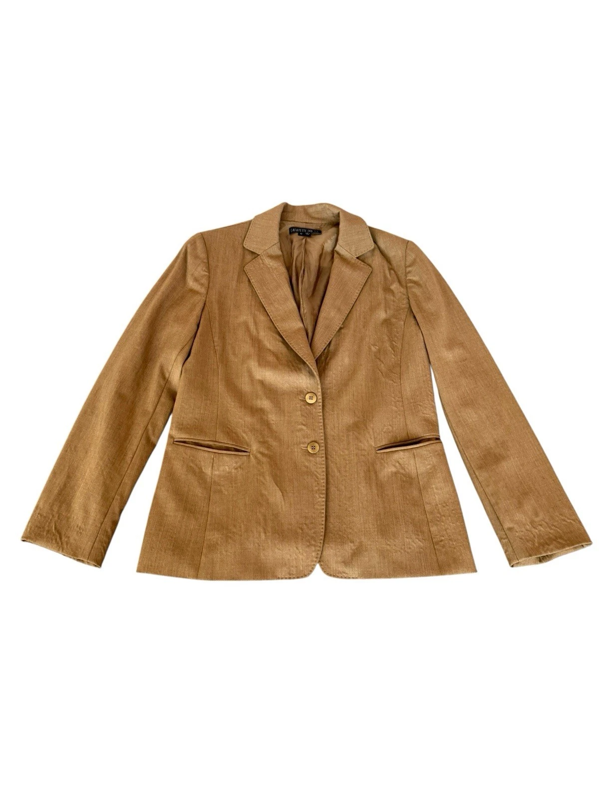 Lafayette 148 New York Womens Blazer Size 12 Brown Wool Stretch Preppy Career