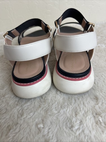 Cole Haan Grand Ambition Sz 6 B Carmel Flat Sandals Slingback Black Pink - Afbeelding 7 van 9