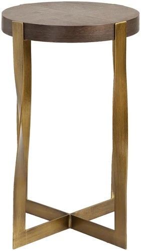 Uttermost 50061 Drew 16" Diameter Metal Walnut Accent Table - Brass / Dark - Picture 6 of 6