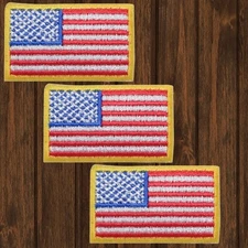 Mini American Flag Embroidered Patch — 3-Pack — Iron On