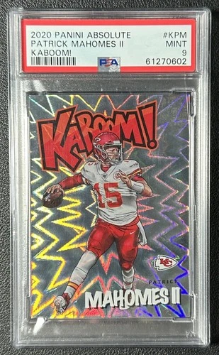 PATRICK MAHOMES II PSA 9 2020 PANINI ABSOLUTE #K-PM KABOOM SSP CHIEFS KABOOM!