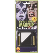 BLACK & WHITE MAKEUP KIT PALETTE w/2 STICKS HALLOWEEN COSTUME ACCESSORY