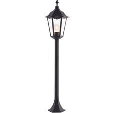 Outdoor Lamp Post Lantern Bollard Light Matt Black & Glass 1m Tall Garden LED
