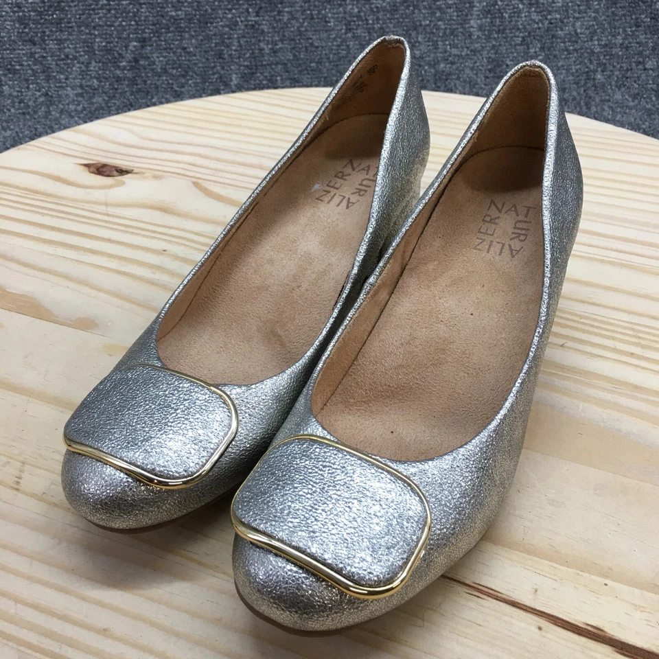 Naturalizer Shoes Womens 7 M Donley Pumps Silver Faux Leather Casual Block Heels - Image 3 of 4