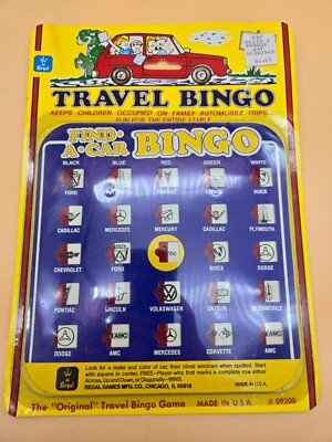 Vintage Regal Travel Find-A-Car Bingo Boards Set of 2 Made In The USA NOS New