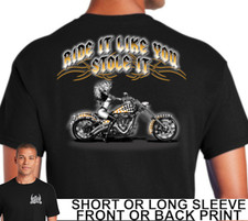 Biker Ride It Like You Stole It Girl On Classic Motorcycle Chopper Mens T Shirt