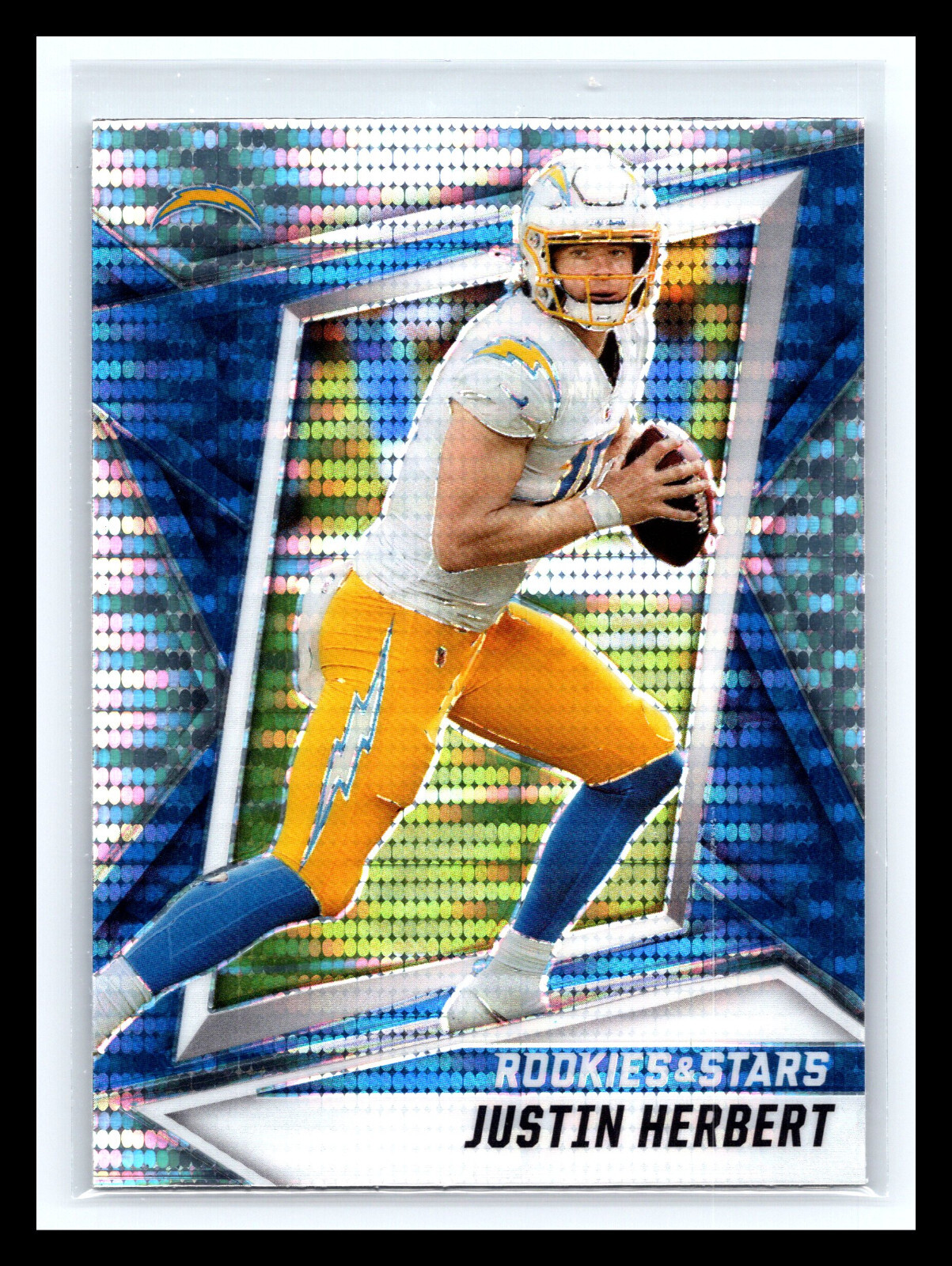 🔥 JUSTIN HERBERT 2021 ROOKIES & STARS PRIZM SILVER PULSAR HOLO REFRACTOR # 75