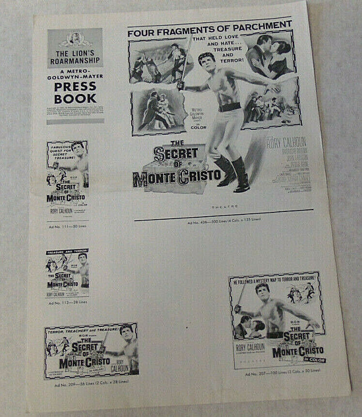 The Secret of Monte Cristo 1961 MGM Movie Pressbook Rory Calhoun