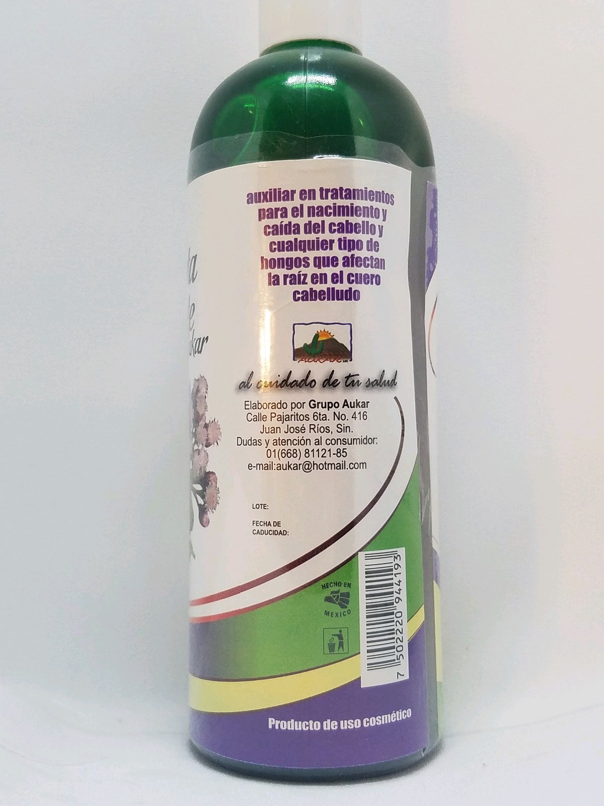 Shampoo de Bergamota y Batamote Aukar, 500 ml / 17.63 Fl Oz. Shampoo of