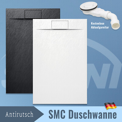 Duschwanne SMC Duschtasse Weiß Schwarz 120x90 140x90 Flach mit Siphon Höhe:3,2cm