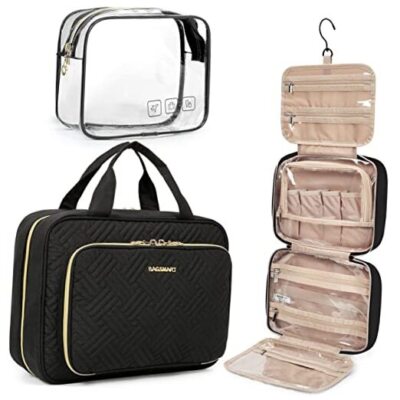  Toiletry Bag Hanging Travel Makeup Organizer with TSA Approved Standard Black