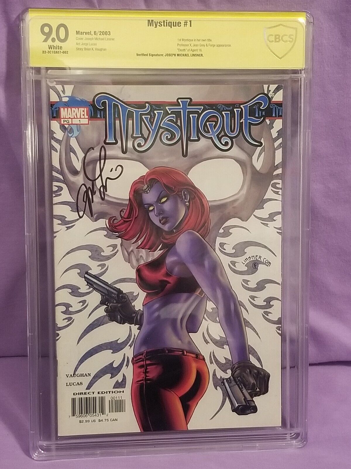 Mystique #1 SIGNED by Joseph Linsner graded 9.0 CBCS Verified - Dawn - not CGC