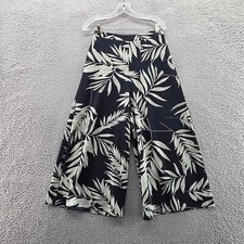 Show Me Your Mumu Womens Wide Leg Crop Pants Medium Black Green Leaf Print
