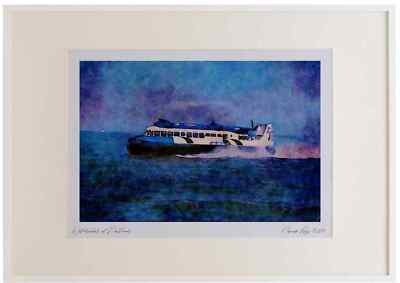 796017 Hovercraft Watercolour Picture Frame Ltd Ed A3