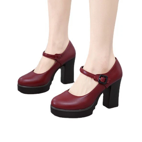Women Mary Jane Ankle Strap Womens Chunky Platform Pumps Dressy Non-slip Buckle - Picture 15 of 26