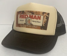 Red Man Hat Trucker Hat Vintage snapback Brown Tan Golden Chewing Tobacco Cap
