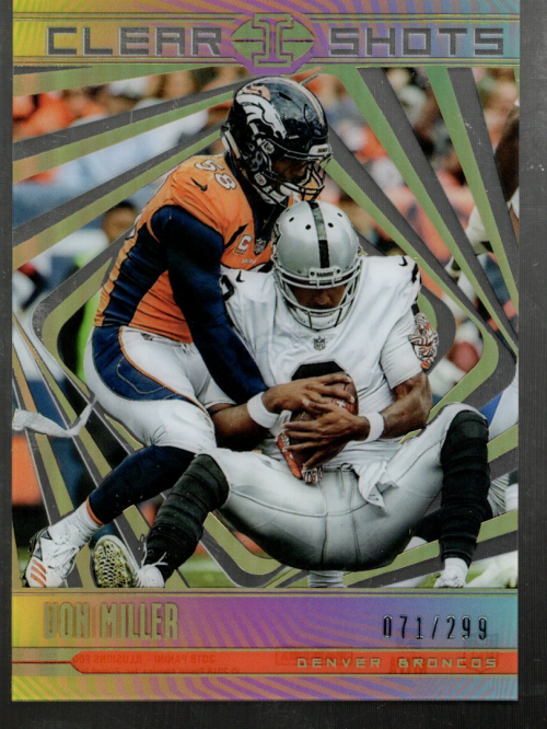 A6276- 2018 Panini Illusions Clear Shots Gold #6 Von Miller A6276- 2018 Panini Illusions Clear Shots Gold #6 Von Miller