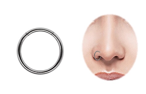 Titan Labbra Setto Orecchio Piercing Naso Segmento Click Anello Con Cerniera - Foto 6 di 6