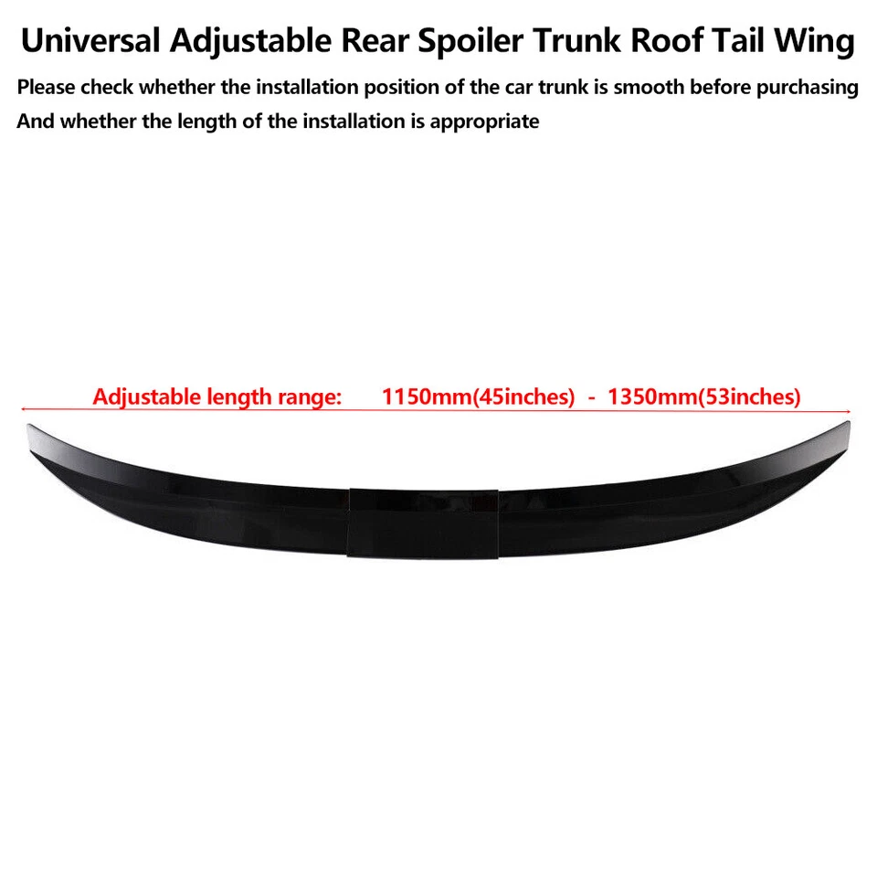 For Buick LaCrosse Regal Adjustable Rear Spoiler Trunk Roof Tail Wing Black - Image 2 of 4