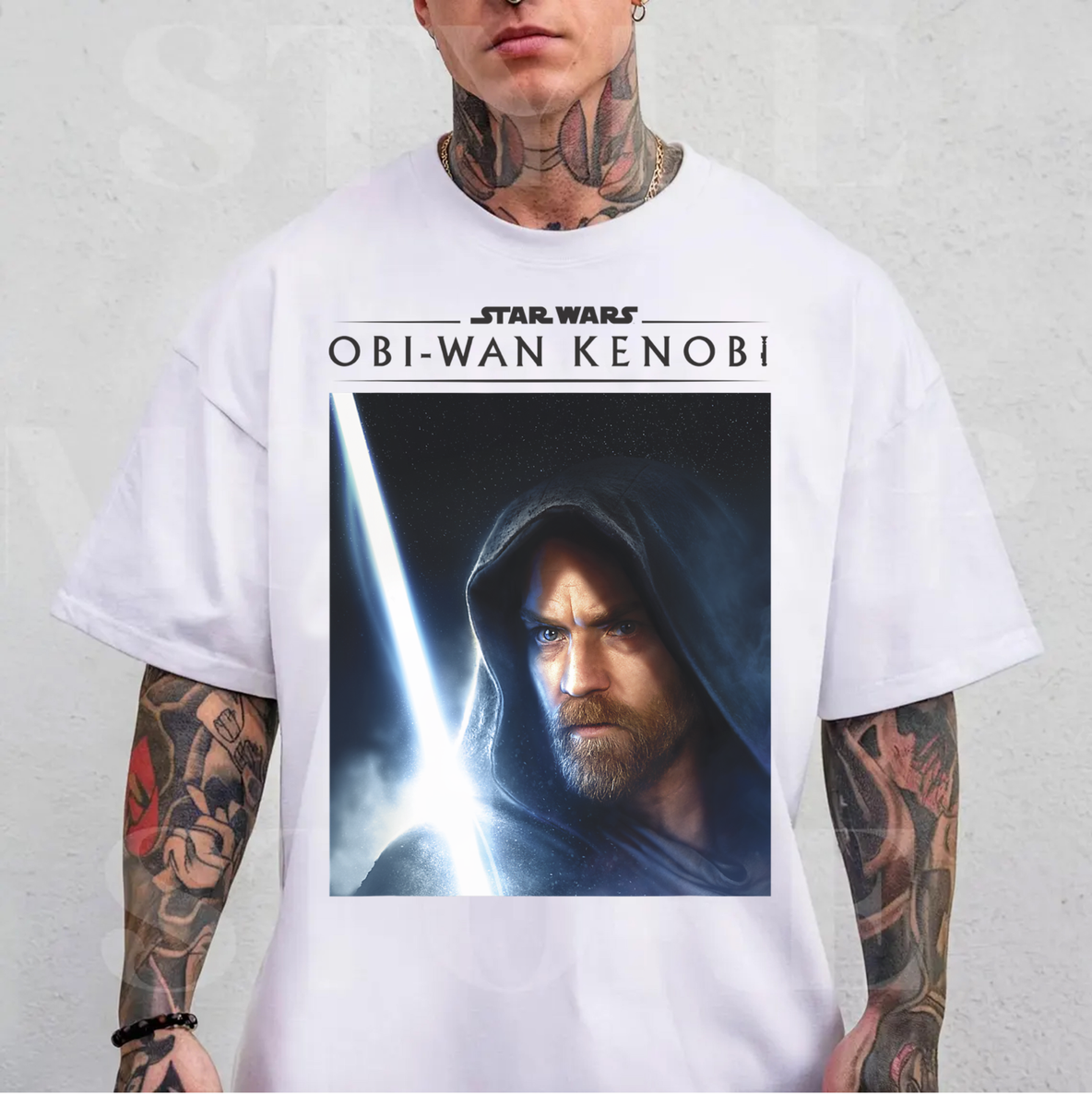 新品【VARIEGATOR】Obi-Wan Kenobi /Tee Star Wars Obi-Wan Kenobi Big Face Lightsaber Unisex Adult T-shirt