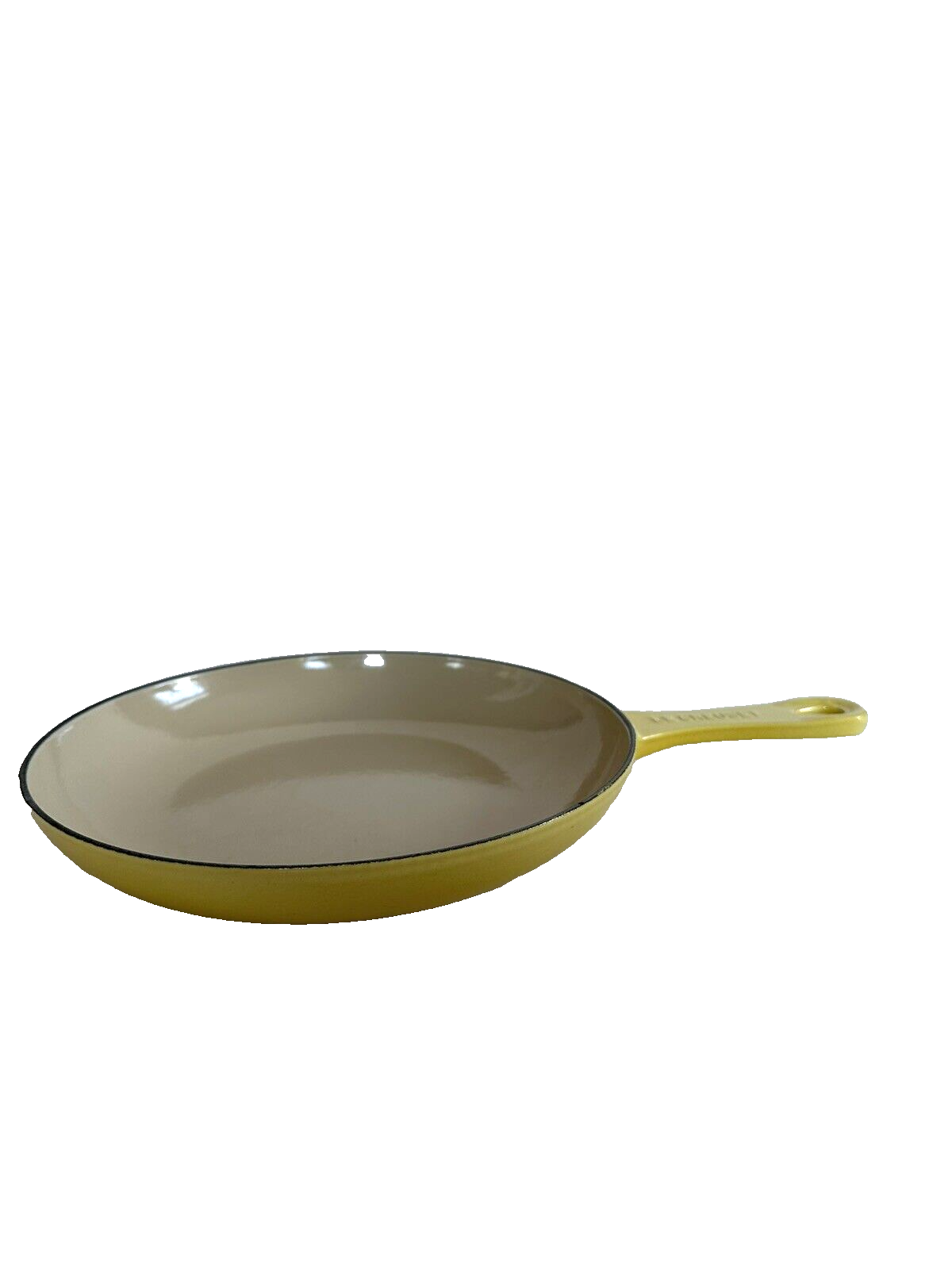 AUTHENTIC LE CREUSET ENAMELED CAST IRON SHALLOW FRY PAN BRIGHT YELLOW