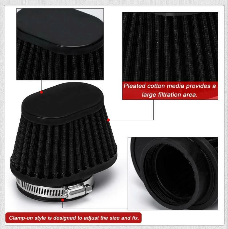 Motorcycle Black 51mm Air Filter Pod For Yamaha V Star 1100 XVS1100A Classic Foto 3 de 4