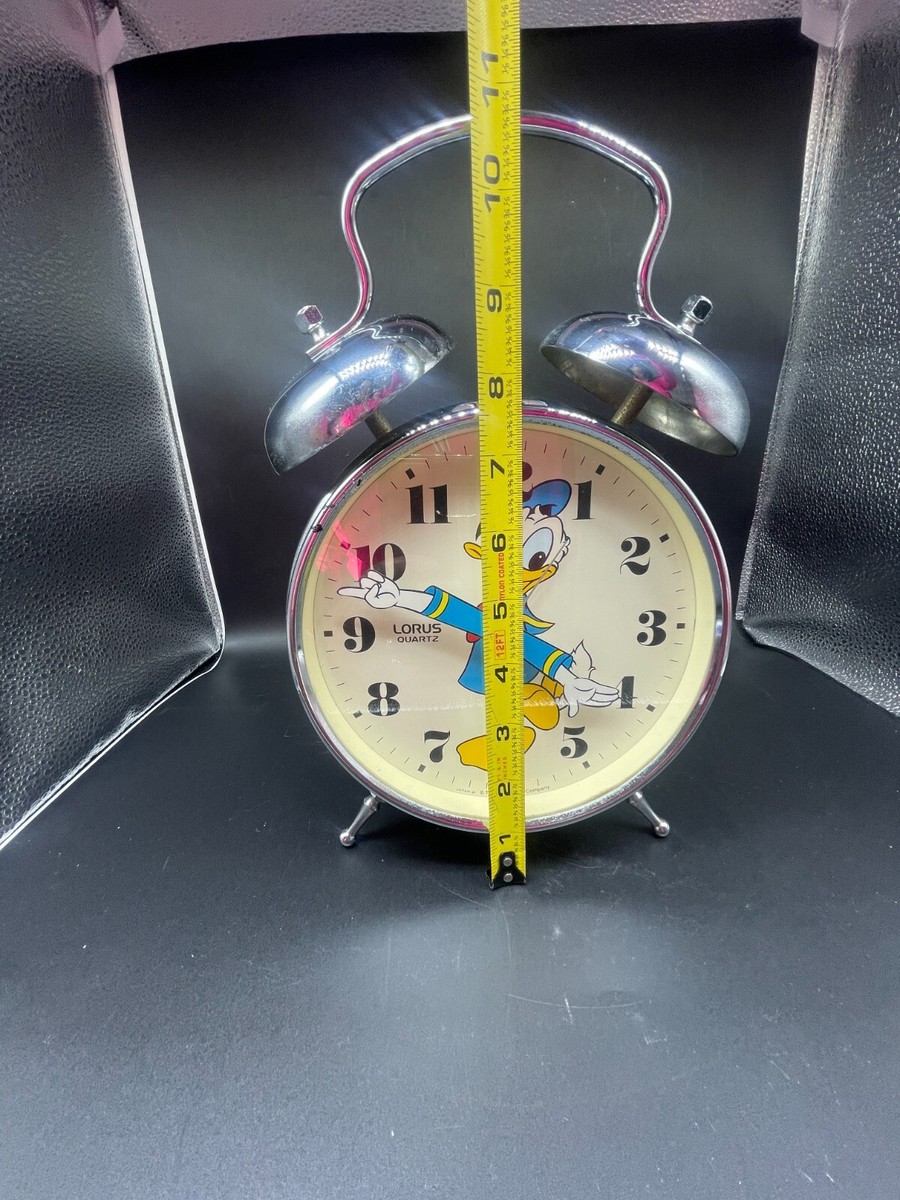 Vintage Walt Disney Donald Duck Lrg Bell Alarm Clock Lorus Quartz