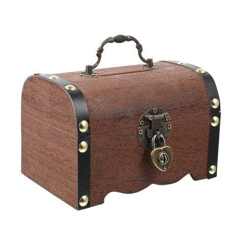 Wood Piggy Bank Wooden Treasure Box Treasure Chest Vintage Treasure Box