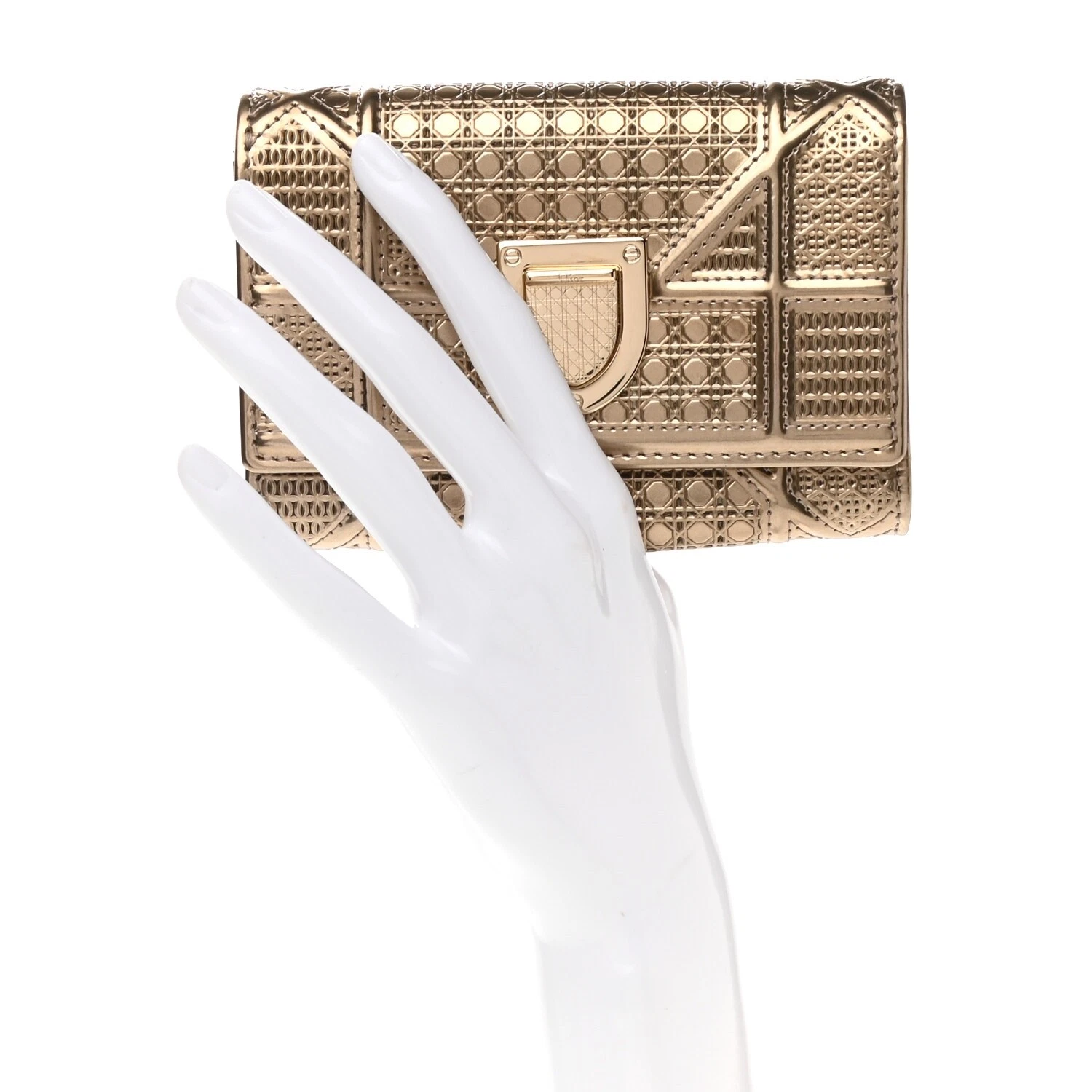 Portefeuille Christian Dior Dior Elancee Cannage en relief veau or