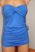 New Tommy Bahama Swimsuit Bikini 1 one piece Sz 6 Haiti Blue attached dress