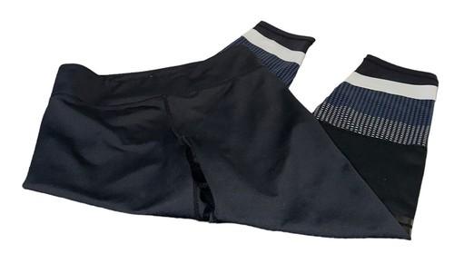 Lilybod Cia Stripe Crop Leggings Size Medium Black Navy