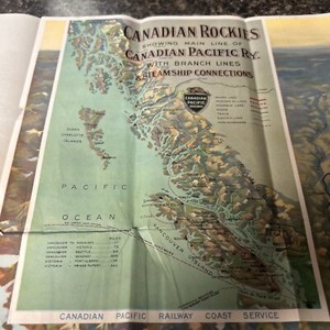 Historic Map 1921 Canadian Pacific Railway Steamboat Connection