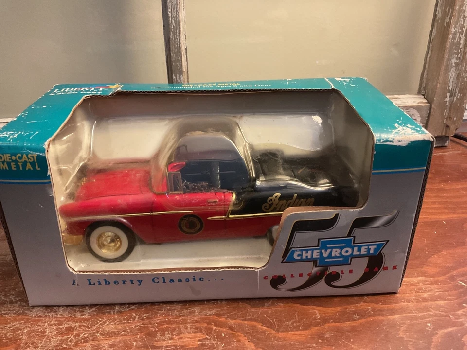 Chevrolet Indian Motorcycle Bank 1955 de Liberty Classics fundido a presión con equipamiento Foto 3 de 4