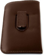 Mens Soft Slip-in Eyeglass Case w/Plastic Clip Medium Sized in Brown
