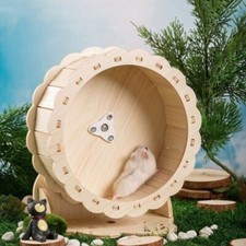Hamster Running Wheel&Stand Set Quiet Slient Pet Rotatory Wooden Race Track Toy