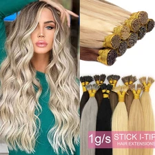Keratin Bonded Stick I Tip Human Hair Extension Cold Fusion Double Drawn Thick1g