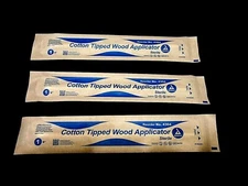  3 Single Pack Sterile Wood Applicator Cotton Swabs!  Buy It Now! Free Shipping!