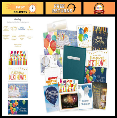 Birthday Cards Assortment Box - 35 Foil & Embossed Cards for All Occasions