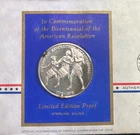 1971 US Bicentennial Franklin Mint .925 Silver Rd in FDC-Postmasters of America