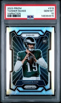 2023 Tanner McKee Prizm Eagles Rookie Variation Silver PSA 10 #383
