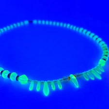 Uranium Glass Jewelry Necklace Atomic Bling Uranium Sharks Tooth & Dagger 23.5in