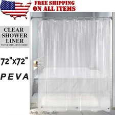 Clear Shower Curtain Liner 4G Heavy Duty PEVA Waterproof with 72''x72''