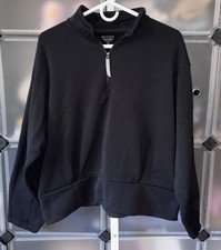 Athleta 1/4 Zip Pullover Sweatshirt in Black Zip Pocket Women's Size XL