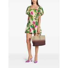 NWT FARM Rio Tropical Floral Mini Dress Square Neck Puff Sleeve Ruched Size XS