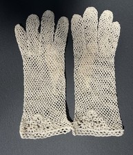 Two Pairs Vintage Crochet Gloves Women's Cream Ecru Off White One Size